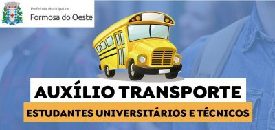 Auxílio Transporte para estudantes universitários e técnicos - Lei nº 1041/2023